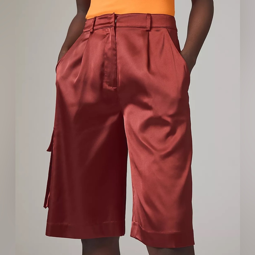 Anthropologie Rust Satin Shorts